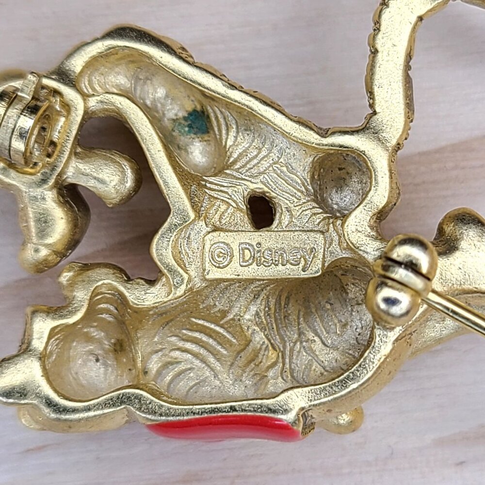 Disney Winnie The Pooh & Tigger Gold Tone Enamel Brooch Pin Vintage Signed - Picture 9 of 10